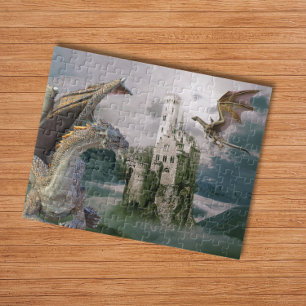 Dragon Mediaeval Castle Bronze Fantasy Jigsaw Puzzle