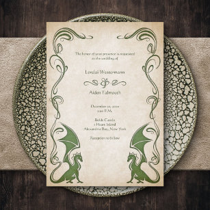 Dragon Mediaeval Fantasy Wedding Invitation