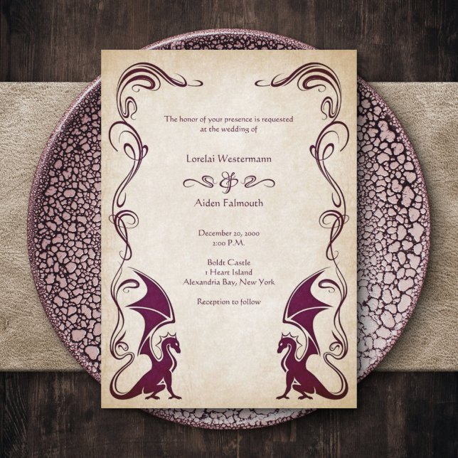 Dragon Mediaeval Fantasy Wedding Invitation (Creator Uploaded)
