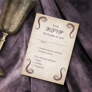 Dragon Mediaeval Fantasy Wedding RSVP Card