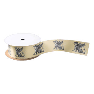 Dragon Medieval Yellow Fantasy Satin Ribbon