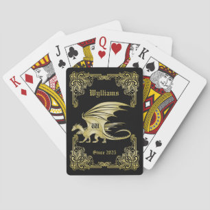 Dragon Monogram Gold Frame Traditional Book Cover Playing Cards