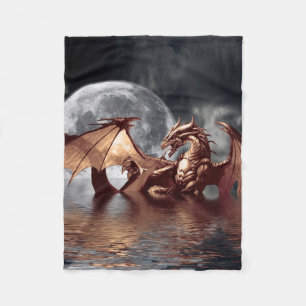 Dragon & Moon Fantasy Artwork Fleece Blanket