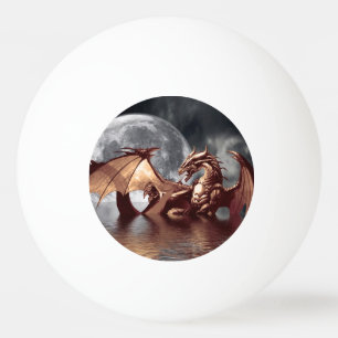 Dragon & Moon fantasy artwork Ping Pong Ball