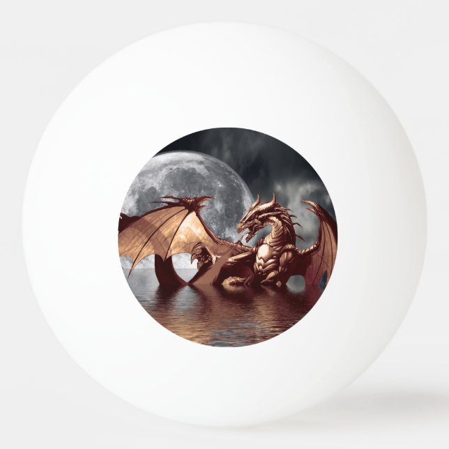 Dragon & Moon fantasy artwork Ping Pong Ball (Front)