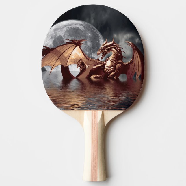Dragon & Moon fantasy artwork Ping Pong Paddle (Front)