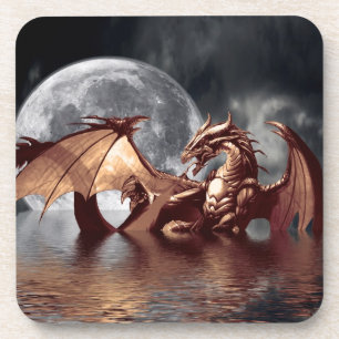 Dragon & Moon Fantasy Design Coaster