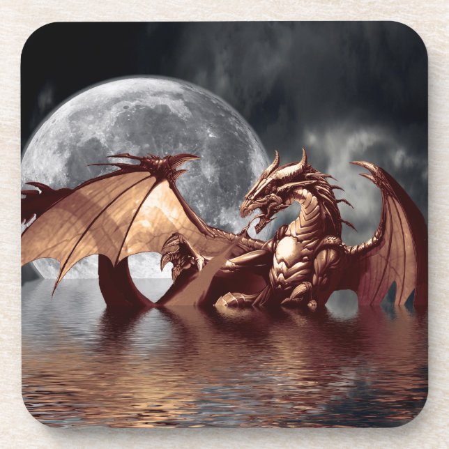 Dragon & Moon Fantasy Design Coaster (Front)