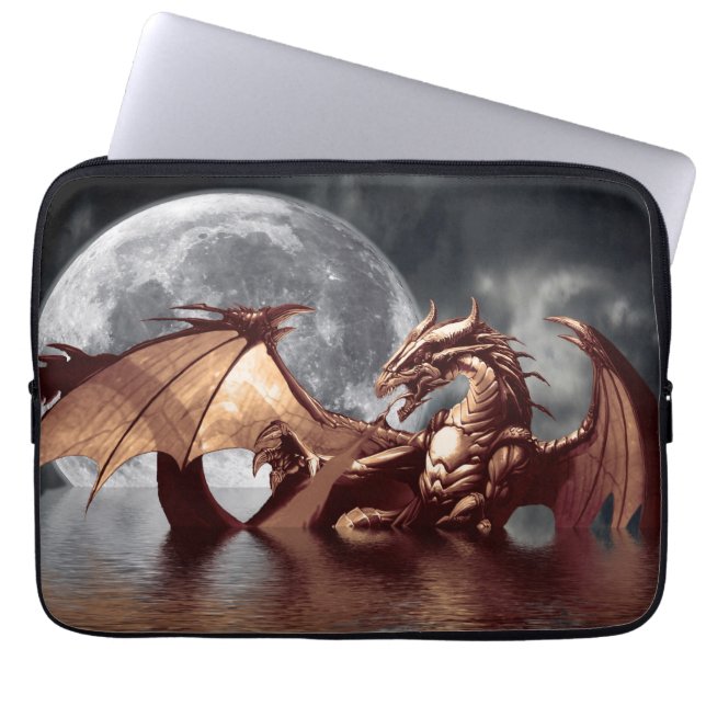Dragon & Moon Fantasy Mythical Laptop Sleeve (Front)