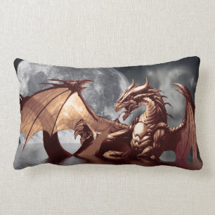 Dragon & Moon Fantasy Mythical Throw Pillow