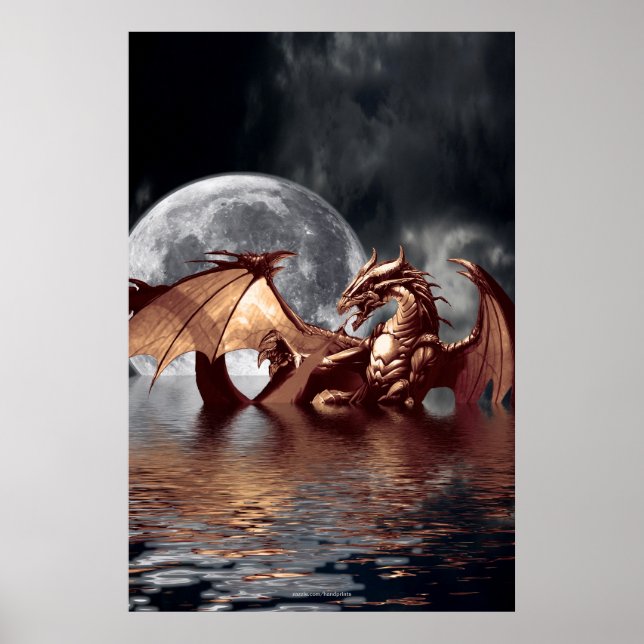 Dragon & Moon Fantasy Poster (Front)
