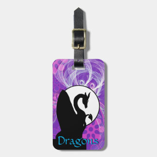 Dragon Moon I (Purple Flowered) Luggage Tag