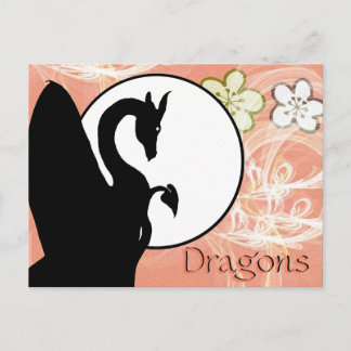 Dragon Moon I (Salmon Flowers) Postcard