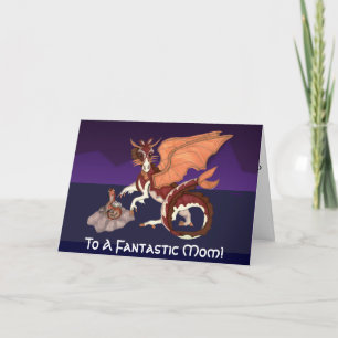 Dragon Mother and Baby Fantastic Mum Greeting Card