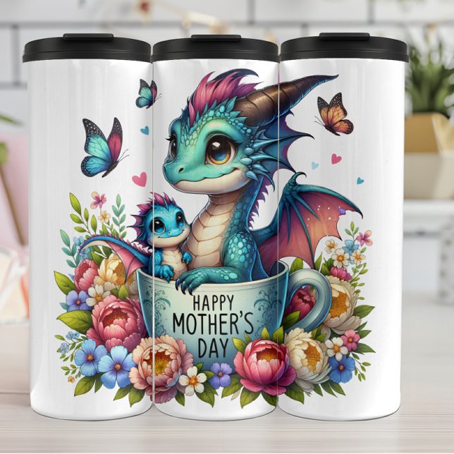 Dragon Mum: Pup, Flowers, Mother's Day Thermal Tumbler (Creator Uploaded)