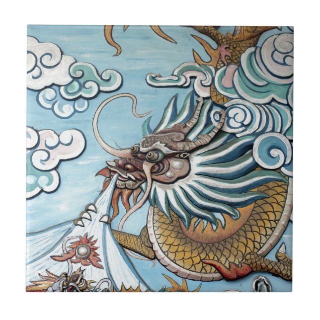 Dragon mural in Chinese Buddhist temple Tile (Front)