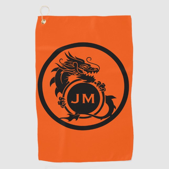 Dragon Novelty Golfer Initial Gift Golf Towel (Front)