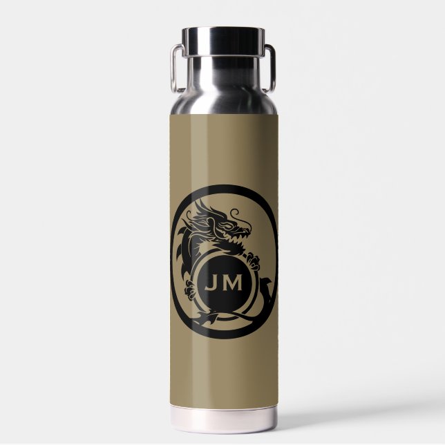 Dragon Novelty Golfer Initial Gift Water Bottle (Front)
