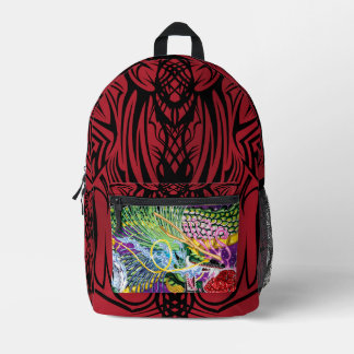 Dragon of the Rose w/ Red Tribal Printed Backpack
