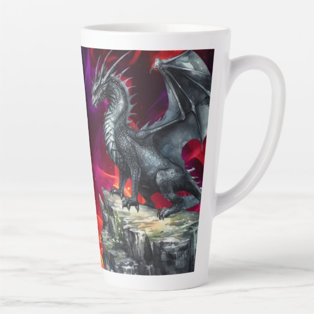 Dragon On a Fiery Overlook Latte Mug (Right)
