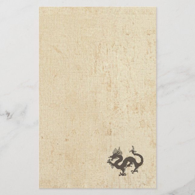 Dragon on old grunge stationery (Front)