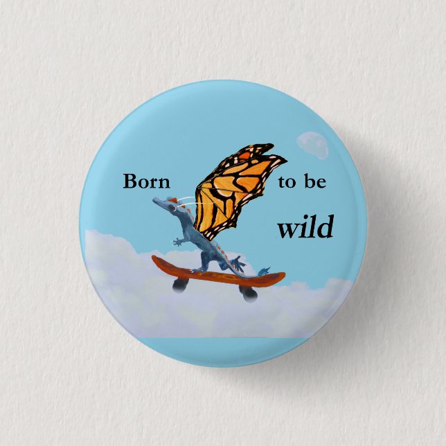 Dragon on Skateboard 3 Cm Round Badge (Front)