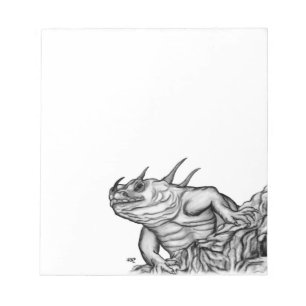 Dragon on the Rock , black and white design Notepad