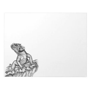 Dragon on the Rock , black and white design Notepad