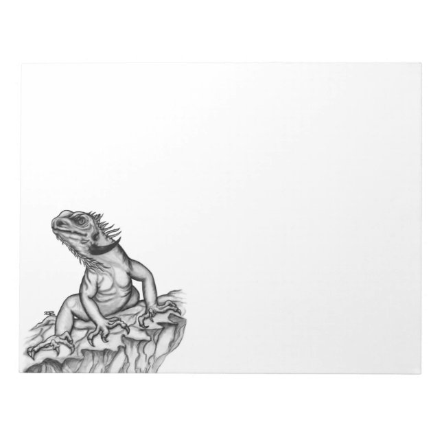 Dragon on the Rock , black and white design Notepad (Front)