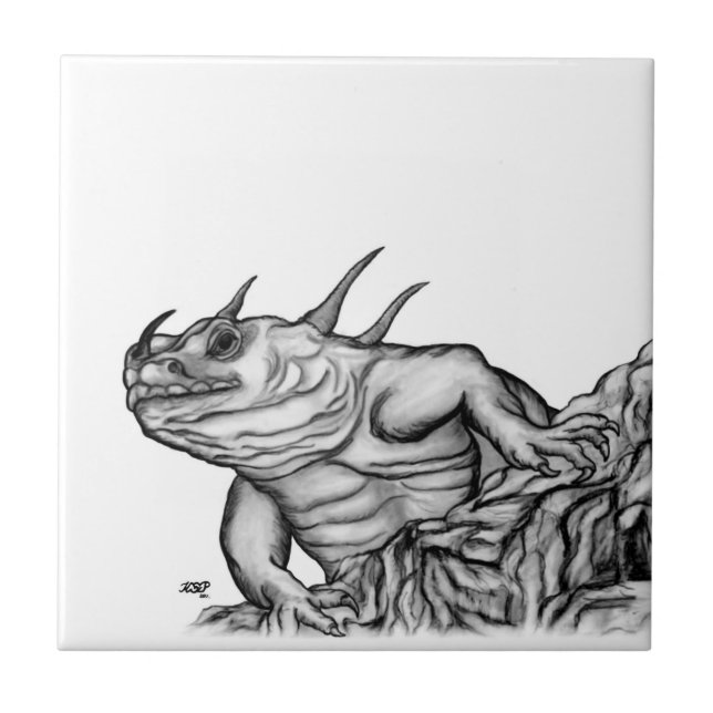 Dragon on the Rock Ceramic Tile (Front)