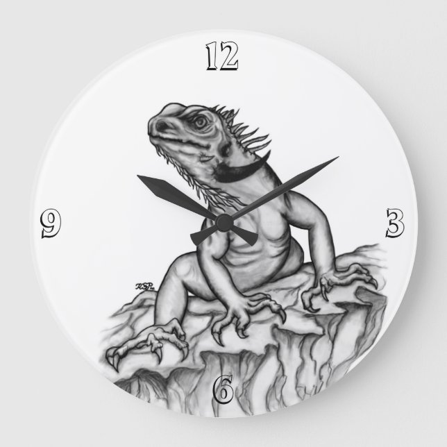 Dragon on the Rock Large Clock (Front)