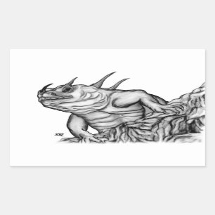 Dragon on the Rock Rectangular Sticker