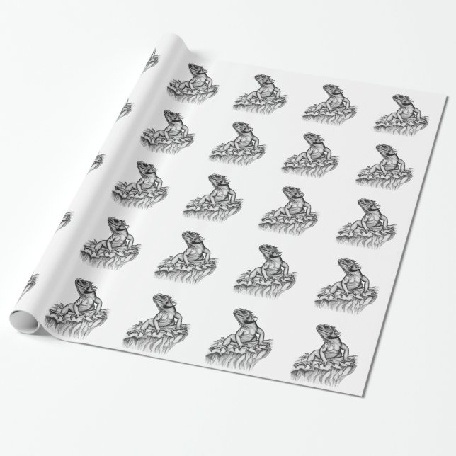 Dragon on the Rock Wrapping Paper (Unrolled)