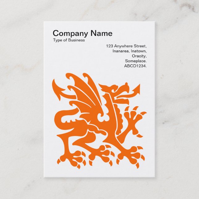 Dragon - Orange on White Business Card (Front)