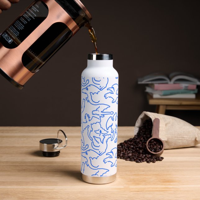 Dragon outline pattern 03.b No BG Water Bottle (Coffee)