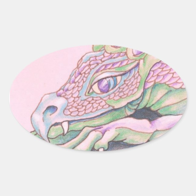 Dragon Oval Sticker (Front)