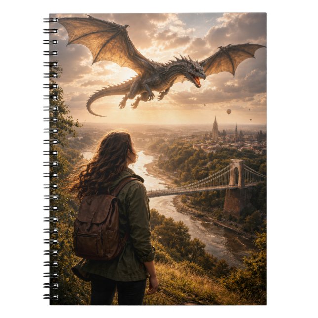 Dragon Over Clifton Suspension Bridge Notebook (Front)