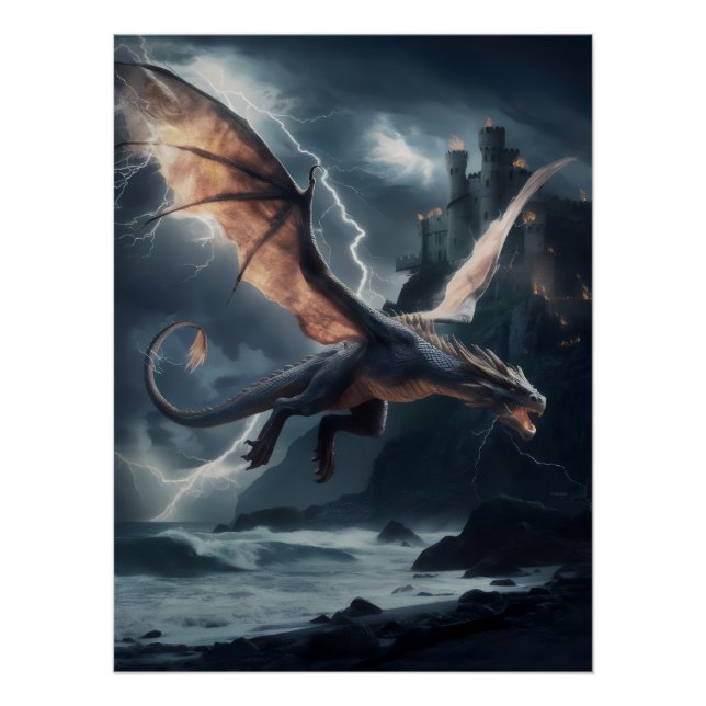 Dragon over the castle. poster (Front)