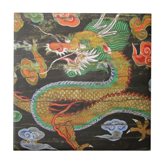 Dragon painting on the Korean ceiling of Sungnyemu Tile (Front)