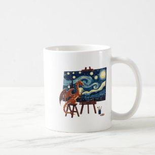 Dragon Painting Starry Night Funny Fantasy Art Men Coffee Mug