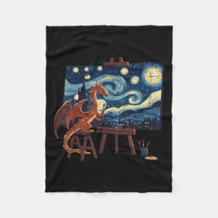 Dragon Painting Starry Night Funny Fantasy Art Men Fleece Blanket