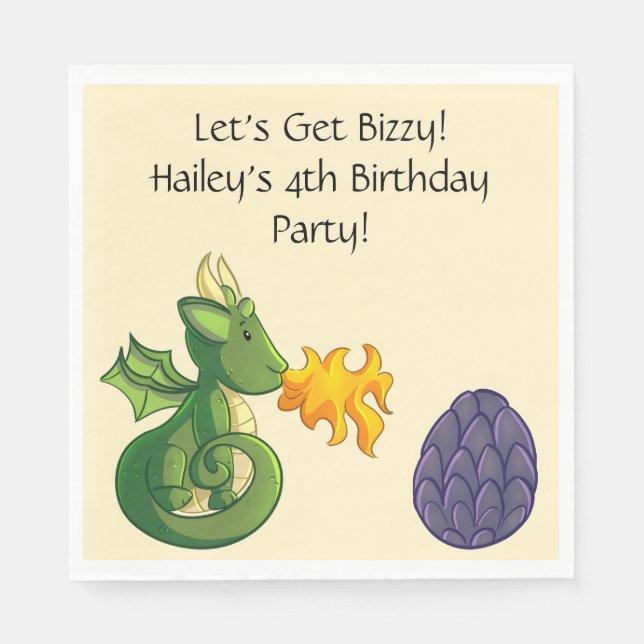 Dragon Party Personalised Napkins (Front)