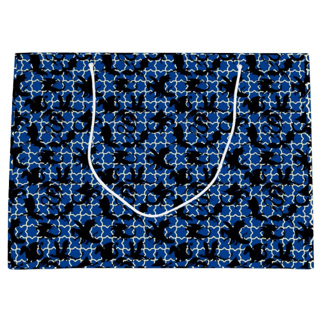Dragon pattern 01.wx4x4.blue Dblue BG Large Gift Bag (Front)