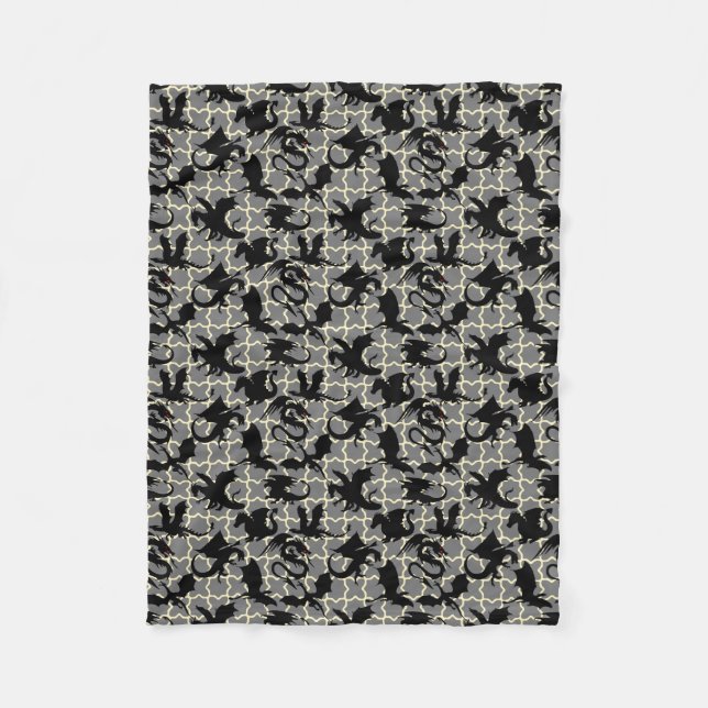 Dragon pattern 01.wx4x4.blue Grey BG Fleece Blanket (Front)
