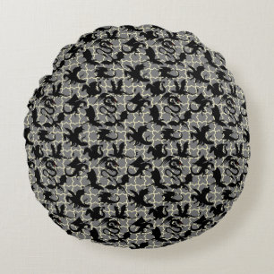 Dragon pattern 01.wx4x4.blue Grey BG Round Cushion