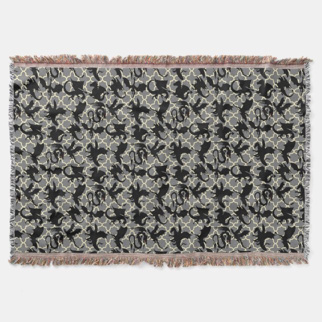 Dragon pattern 01.wx4x4.blue Grey BG Throw Blanket (Front)