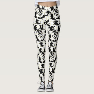 Dragon pattern 01.wx4x4.blue white BG Leggings