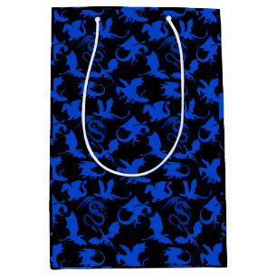 Dragon pattern 02 blue.bwx4 Black BG Medium Gift Bag
