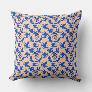 Dragon pattern 02 blue.bwx4 Lorange BG Cushion