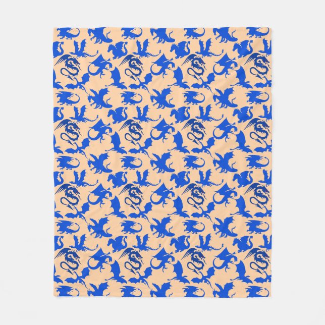 Dragon pattern 02 blue.bwx4 Lorange BG Fleece Blanket (Front)